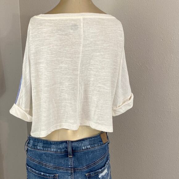 Roxy X-small-Small Oversized Cropped Short Sleeve T-Shirt Graphic Surf Beach - Picture 3 of 5